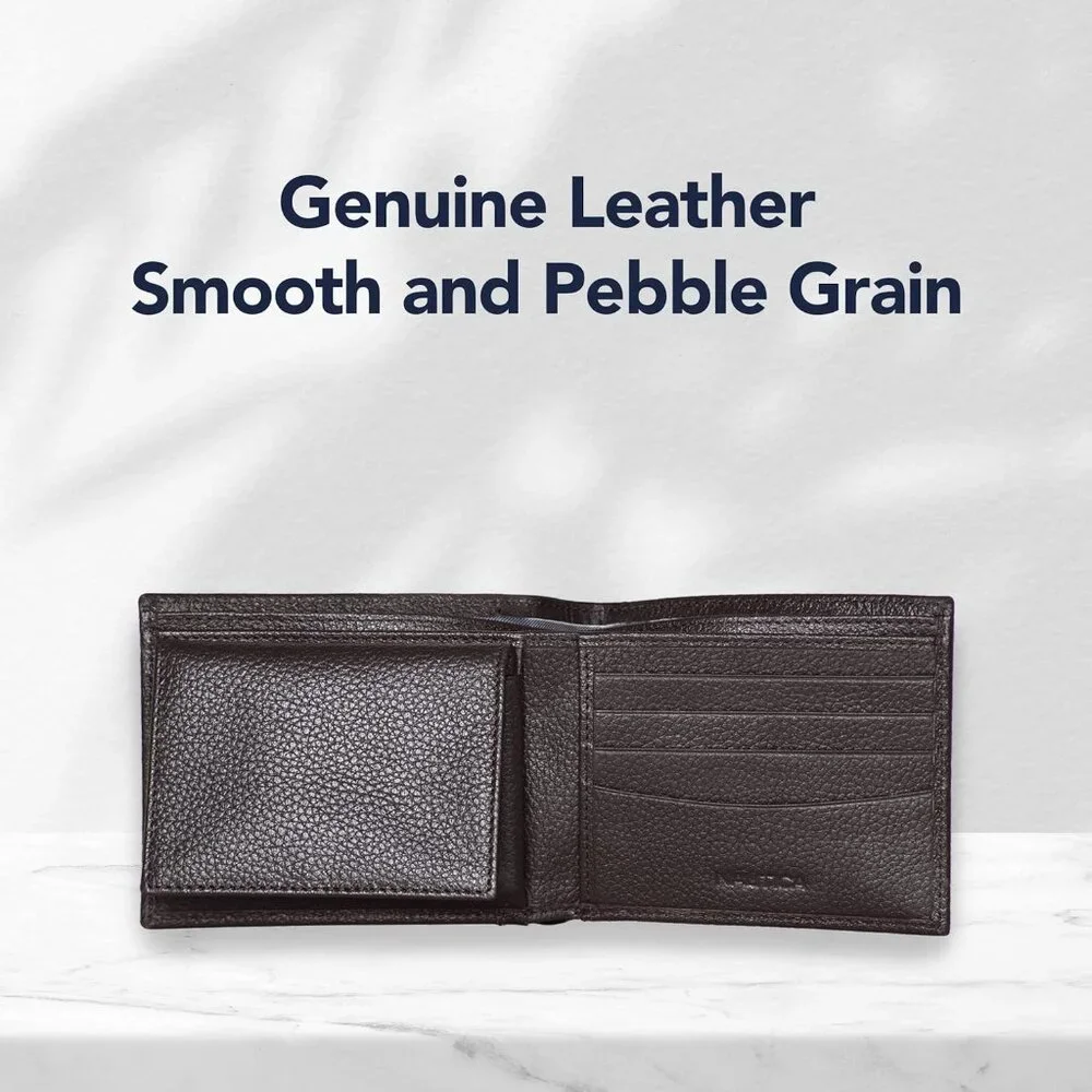 Men's Classic Leather Bifold RFID Wallet (Available in Smooth or Pebble Grain)